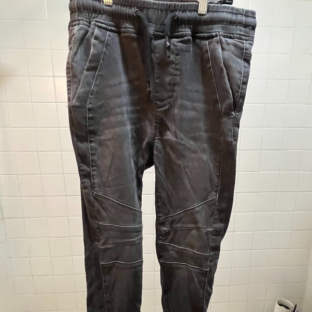 Zara Moto Drawstring Joggers Sweatpants Dark Gray Size Small